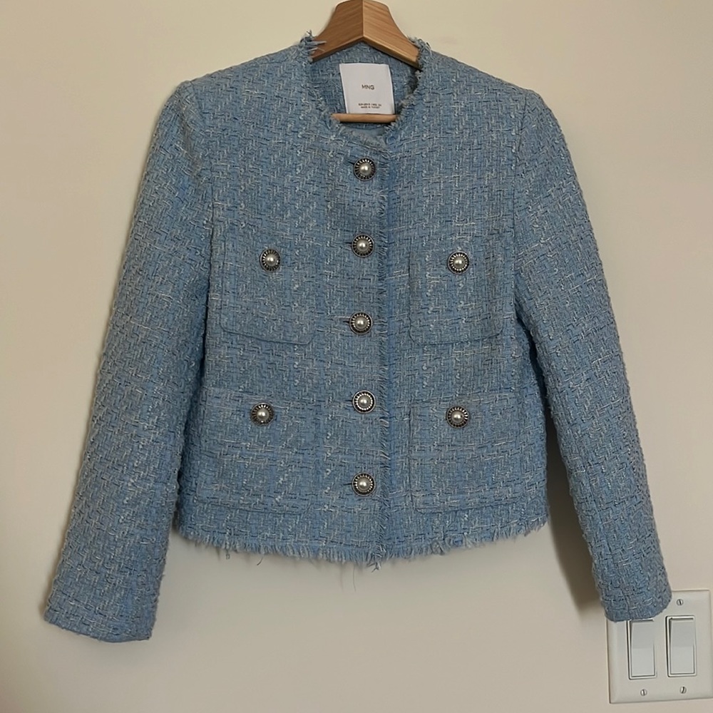 Mango blue tweed jacket